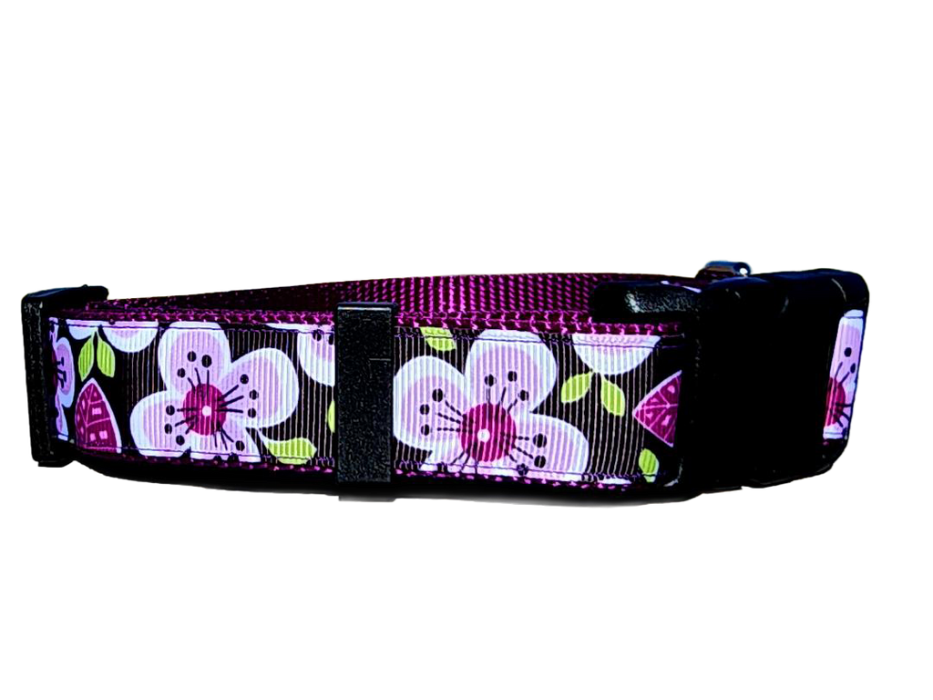 1" Purple Floral Dog Collar or Leash