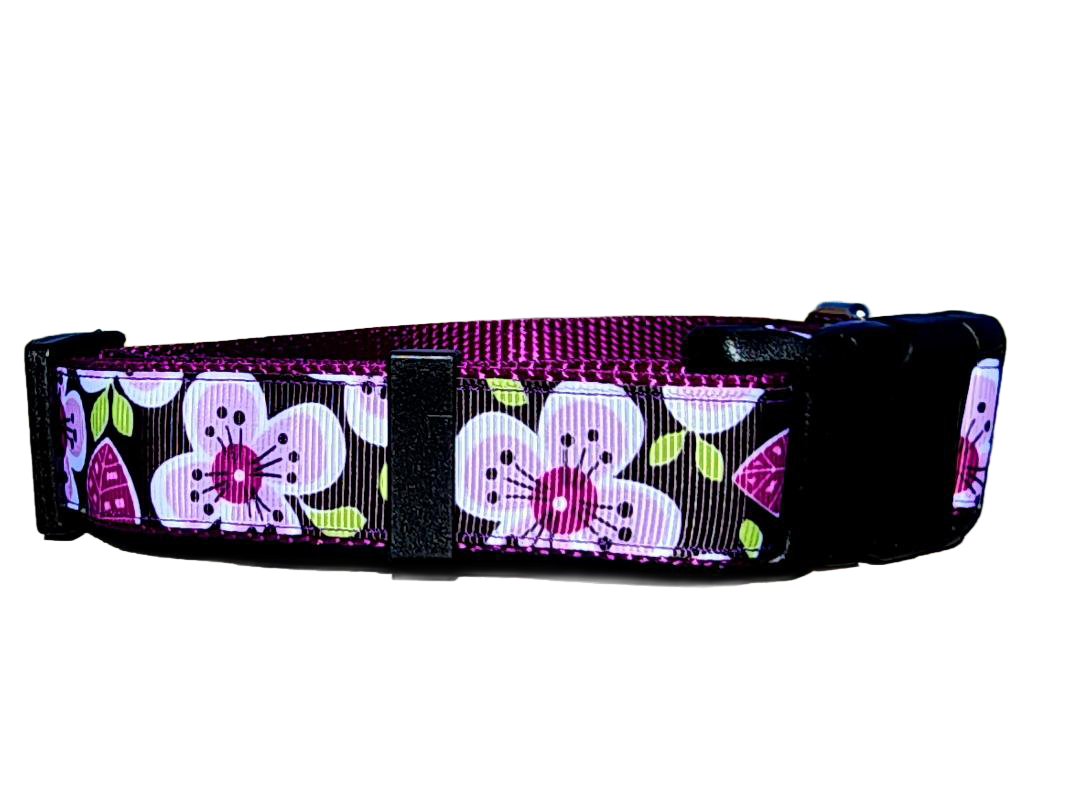 1" Purple Floral Dog Collar or Leash