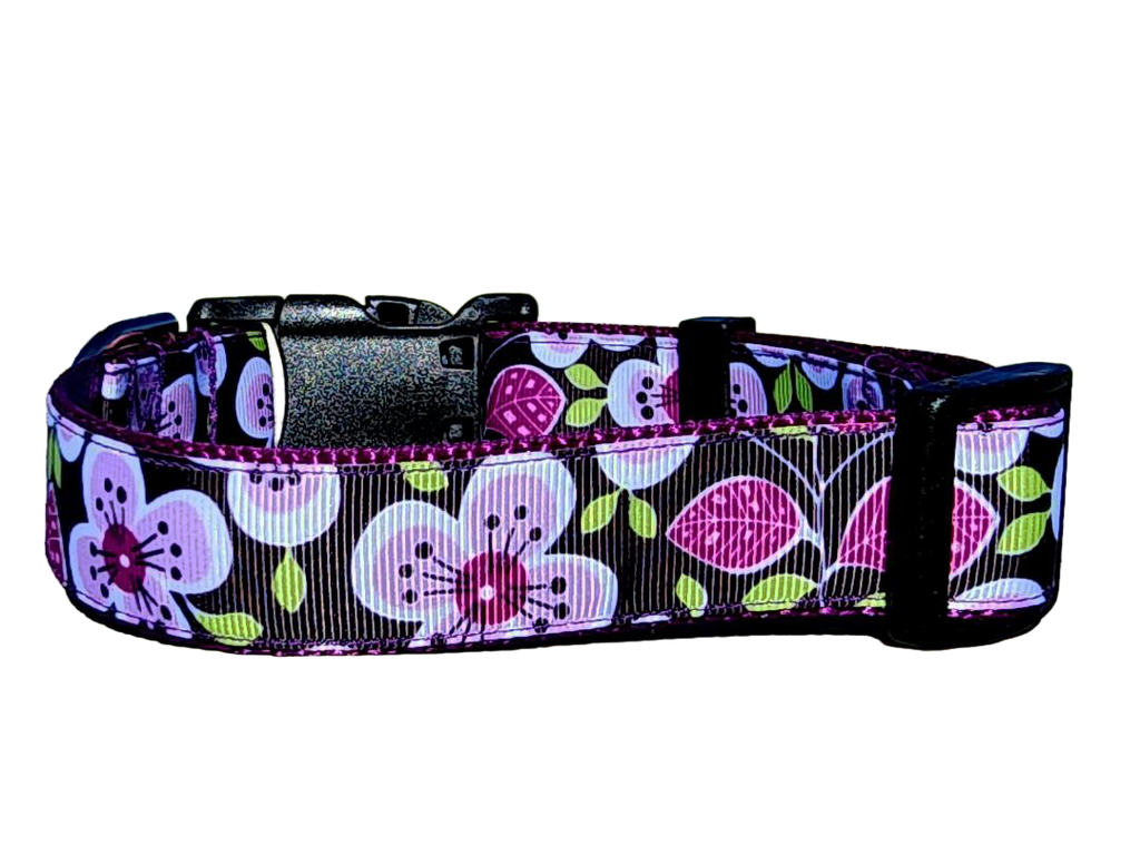 1" Purple Floral Dog Collar or Leash