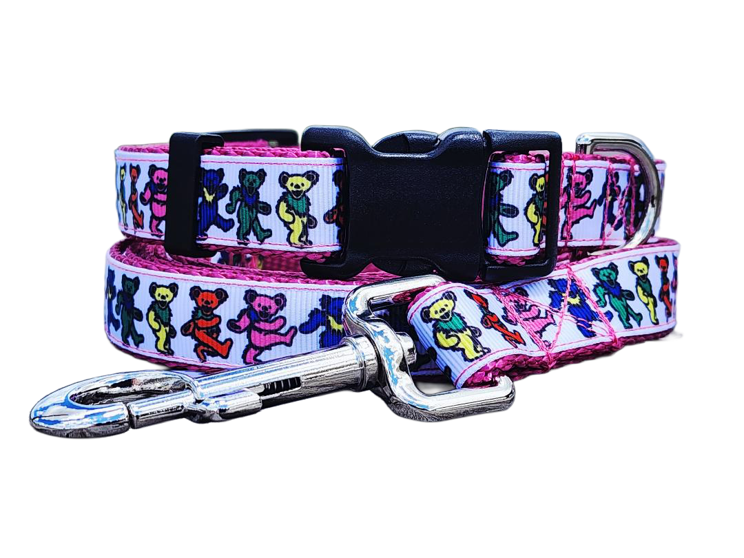 3/4" Pink Dancing Bears Dog Collar or Leash
