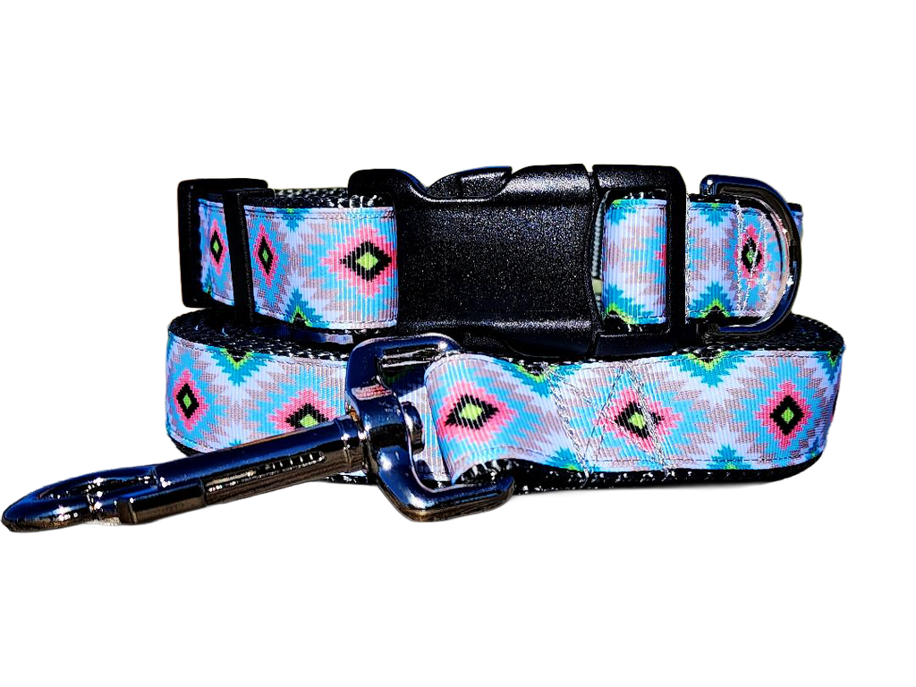 1" Gray Aztec Collar or Leash