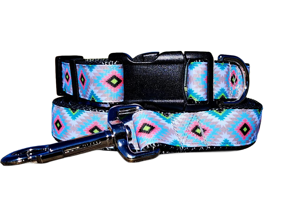 1" Gray Aztec Collar or Leash