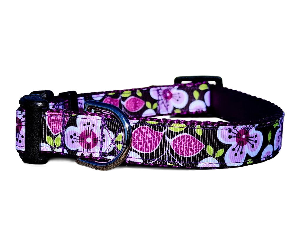 3/4" Purple Flower Dog Collar or Leash