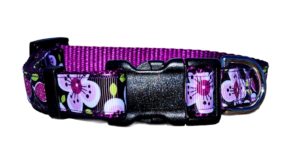 3/4" Purple Flower Dog Collar or Leash